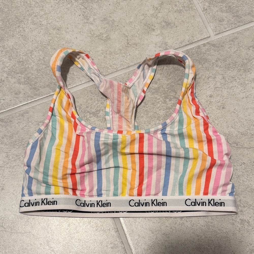 Calvin Klein Women Multicolor Striped Sport Bra